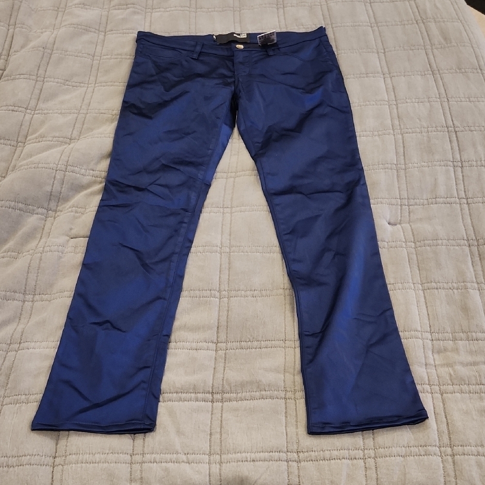 Love Moschino Women's Shiny Blue Skinny Pants Size 28!